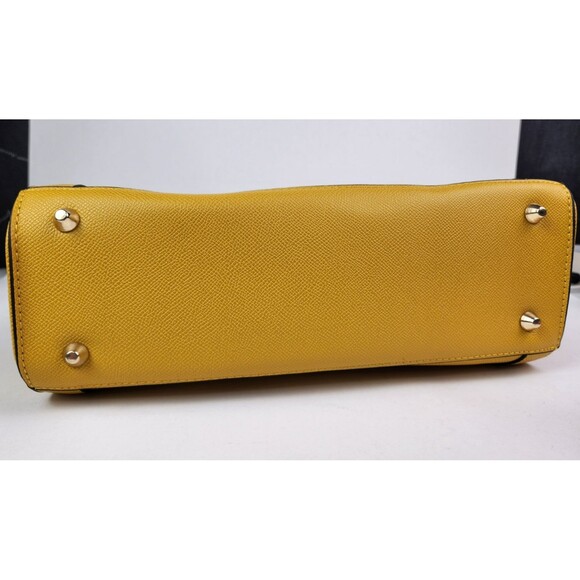 Chinllo Classy Top-Handle Bag Roomy Satchel Shoulder Bag Yellow Grain PU Leather - Picture 4 of 15